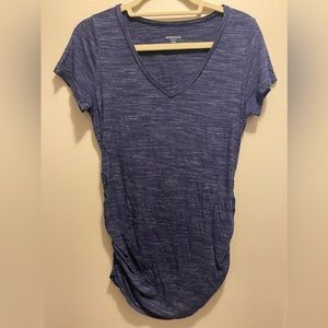 Motherhood Maternity Short-Sleeve Shirt
Blue
Side Ruched 
Size: Medium